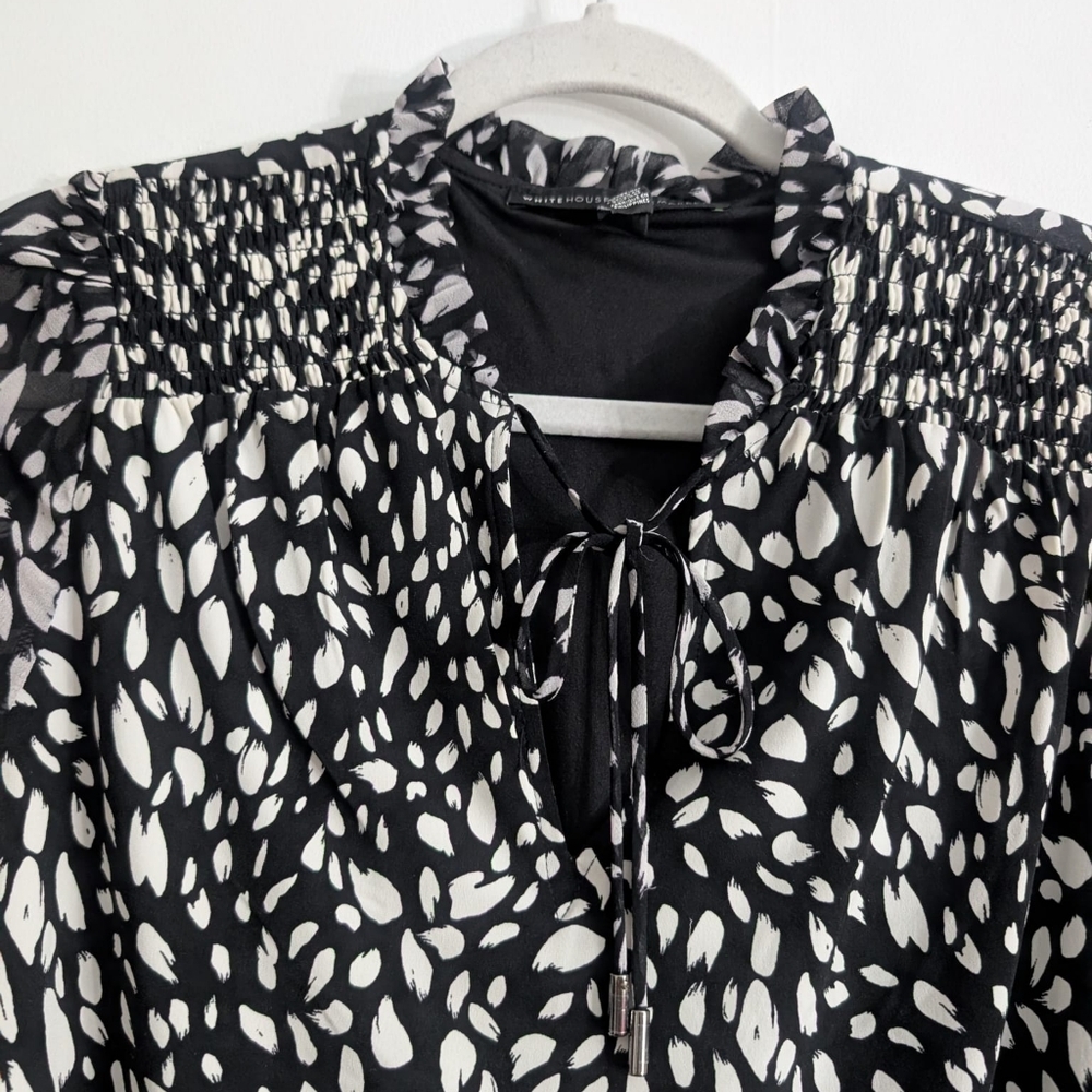 White House Black Market Womens Tunic Layered Top Size S Tie Hight Neck Jersey - Picture 3 of 9